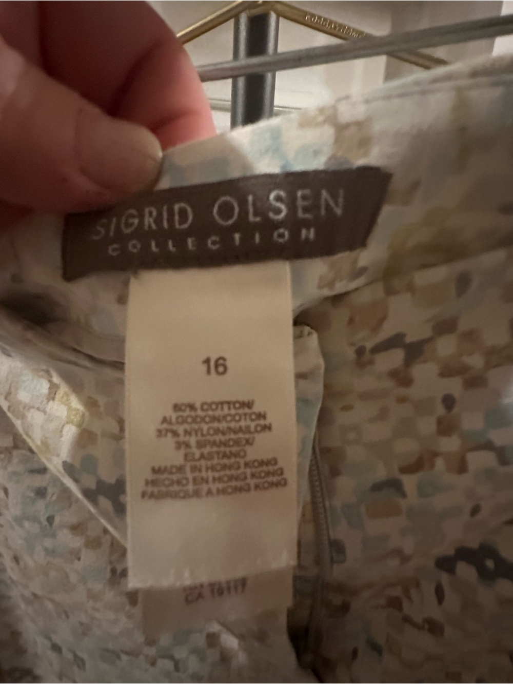 Sigrid Olsen Beige and Gray Straight Leg Printed Pants - Picture 5 of 5